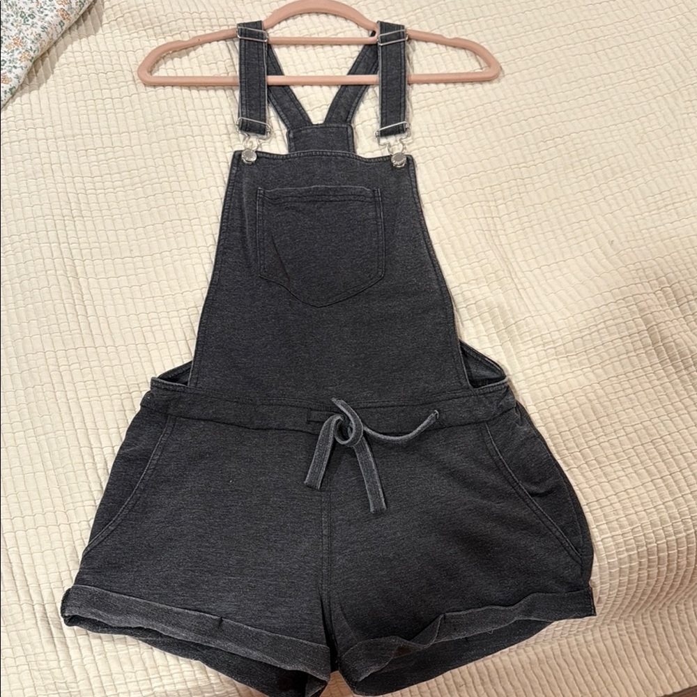 Altar'd State Charcoal Stretchy Denim Overalls